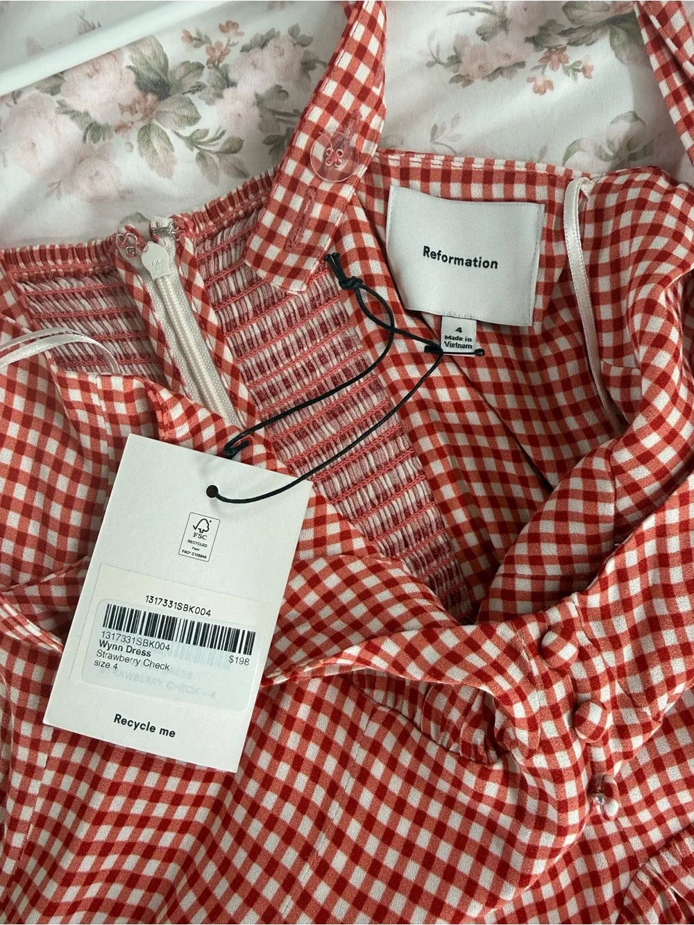 Reformation Red Gingham Mini Dress - Picture 4 of 4